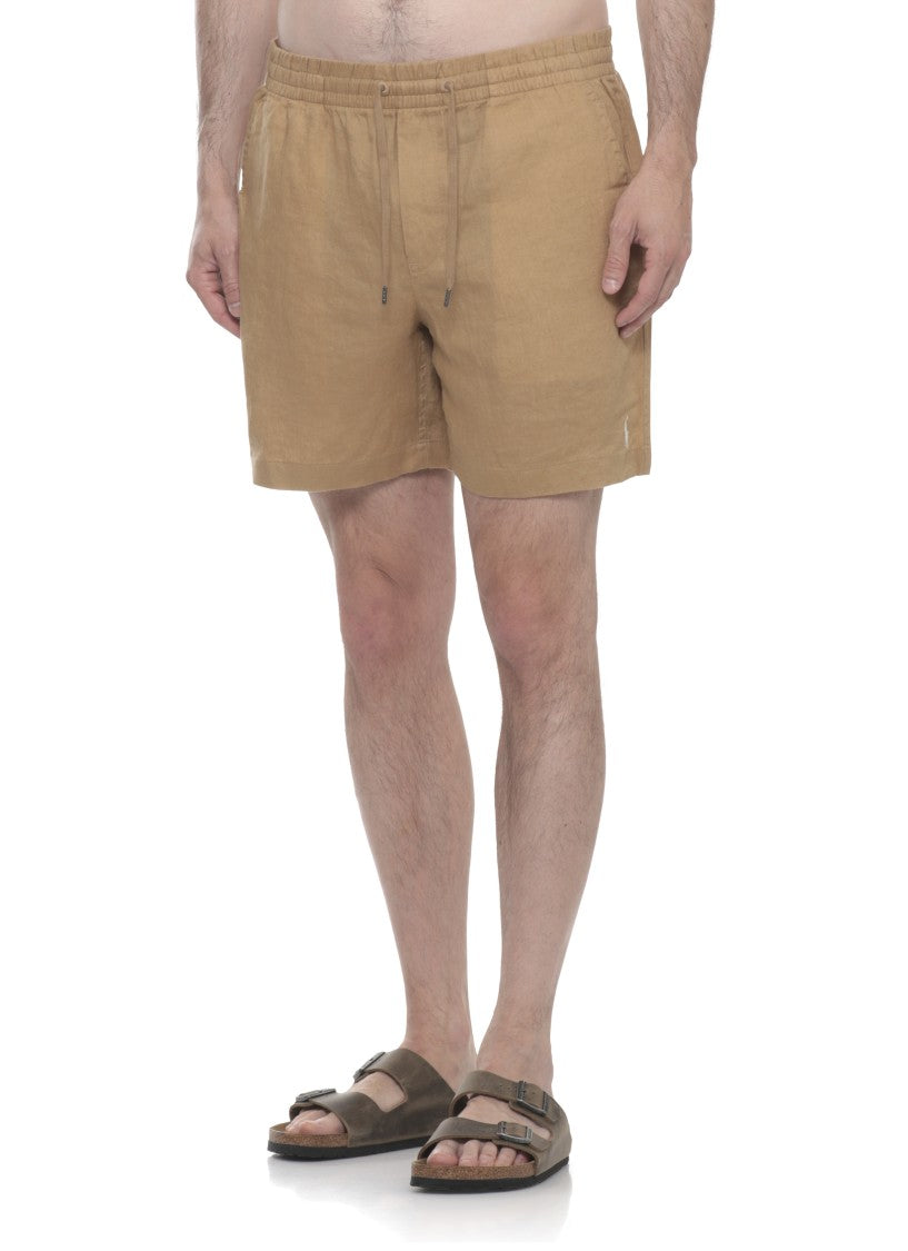 Polo Ralph Lauren Brown Drawstring Waist Linen Shorts