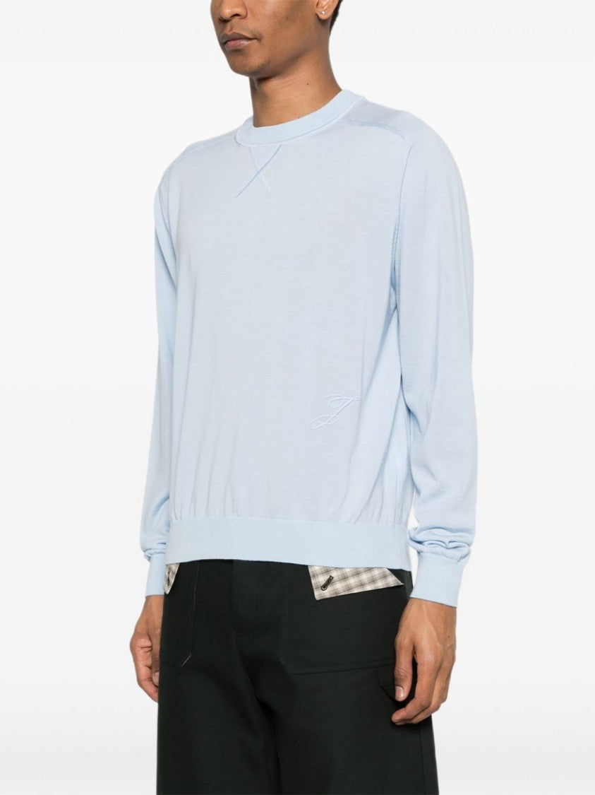 Jacquemus Blue Embroidered Logo Crew Neck Sweater