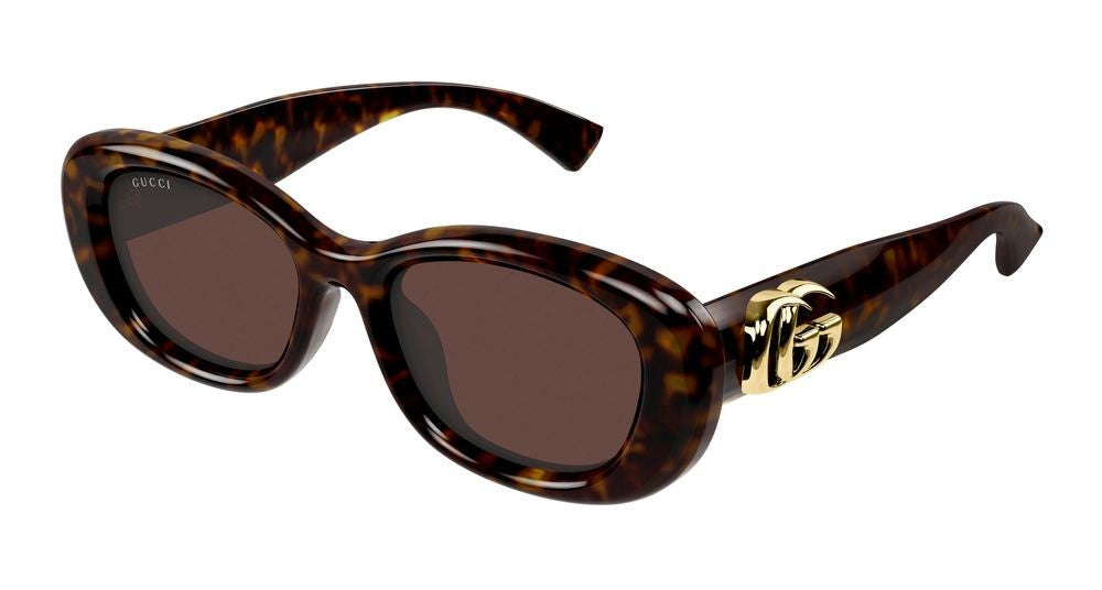 Gucci Havana Bold Oversized Round Tortoiseshell Sunglasses