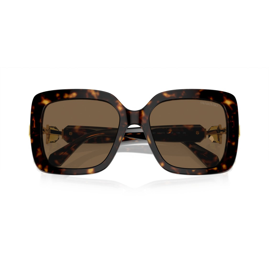 Swarovski 0Sk6001 Oversized Tortoiseshell Acetate Square Sunglasses With Gold Accents