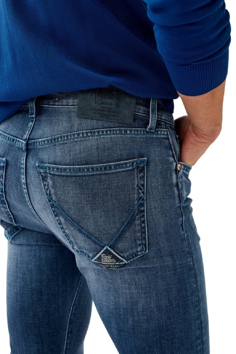Roy Rogers Slim Fit Stretch Denim Jeans With Contrasting Stitching