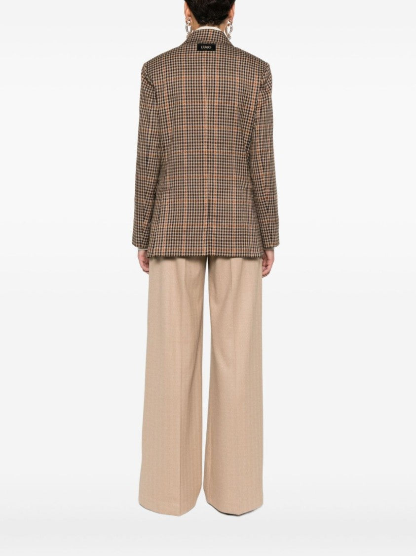 Liu Jo Tailored Checkered Jacket With Notched Lapel