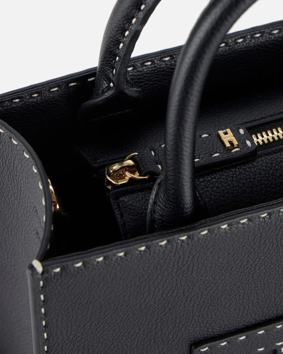 Elisabetta Franchi Small Black Tote Bag With Contrast Stitching