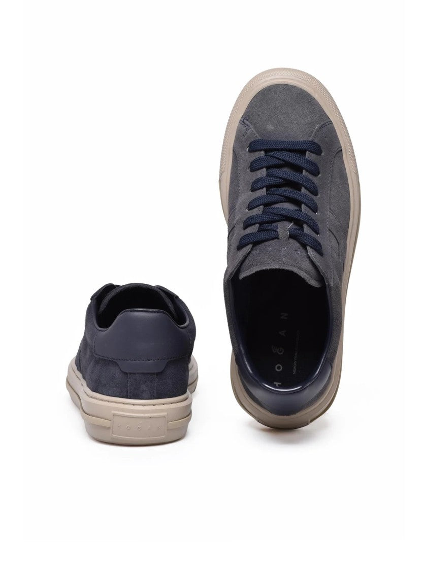 Hogan Blue Leather Suede Sneakers
