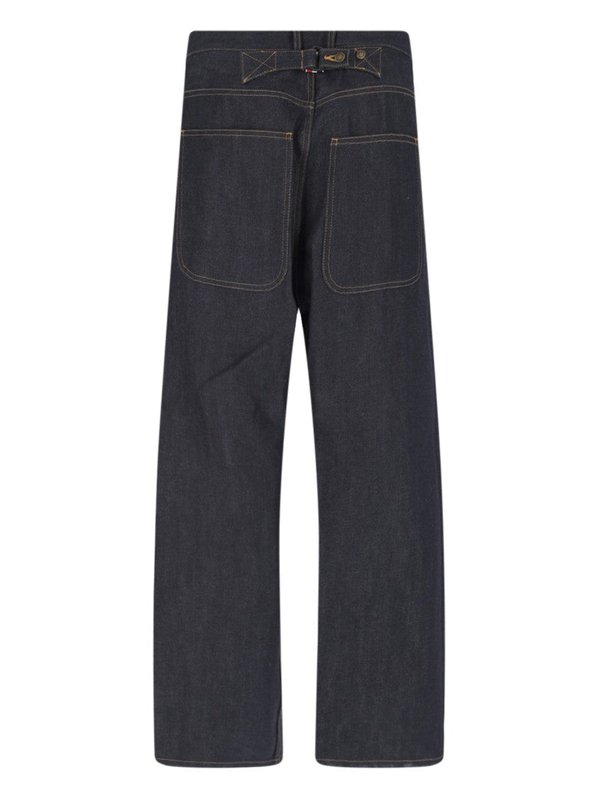 Thom Browne High-Waisted Selvedge Denim Jeans With Adjustable Strap