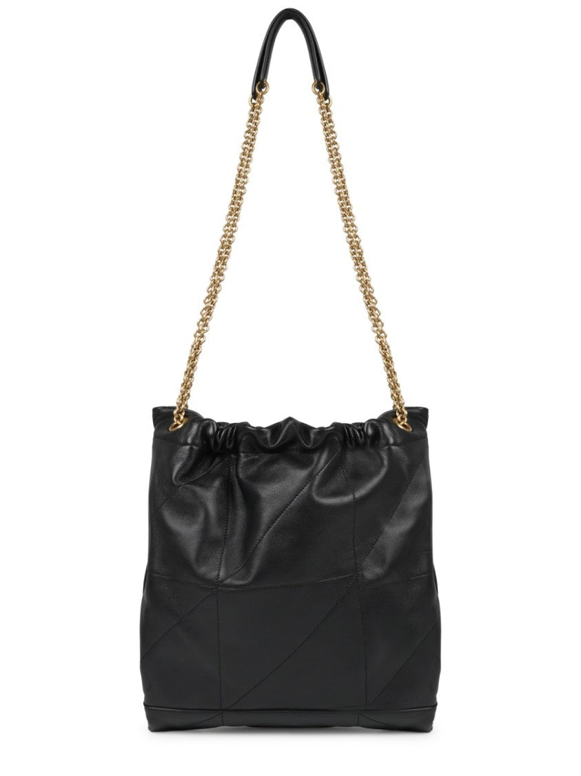 Saint Laurent Quilted Lambskin Drawstring Shoulder Bag With Chain Straps