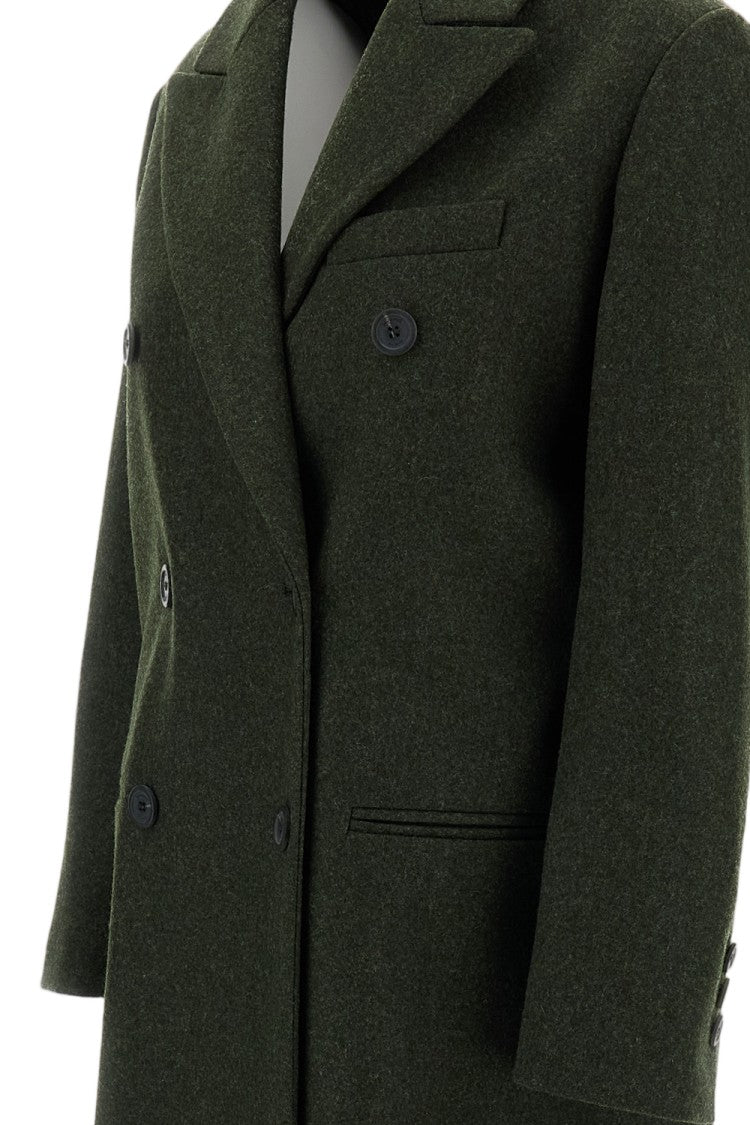 Schneiders Green Bella Double-Breasted Felted Wool Long Coat