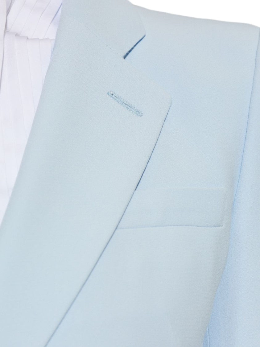 Alexander Mcqueen Powder Blue Blazer And Fit-Flare Trousers Set