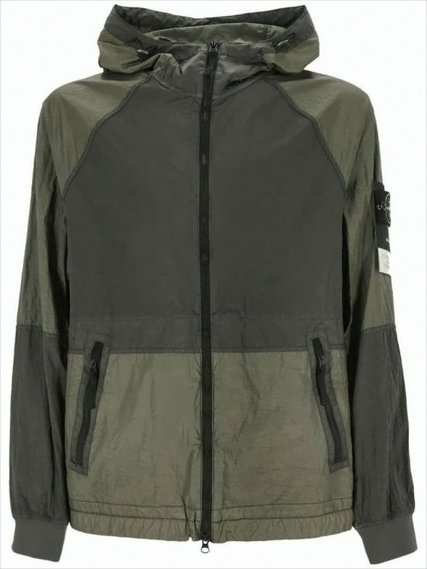 Stone Island Two-Tone Olive Green Hooded Jacket