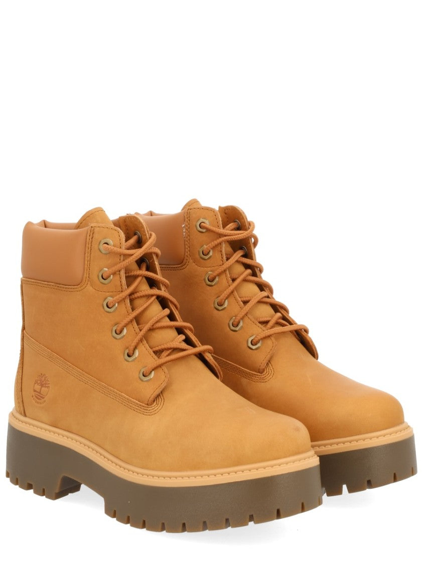 Timberland Ankle-High Brown Boots With Padded Collar And Rugged Sole