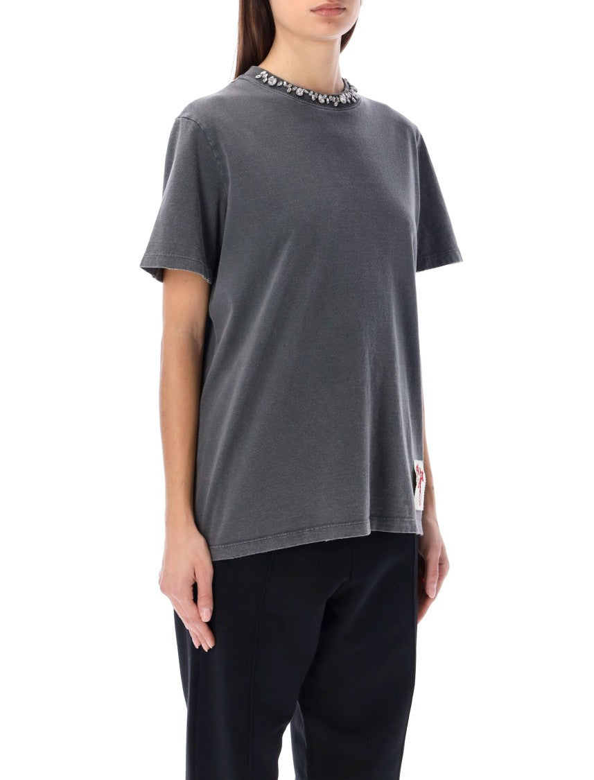 Golden Goose Dark Grey Strass Collar T-Shirt