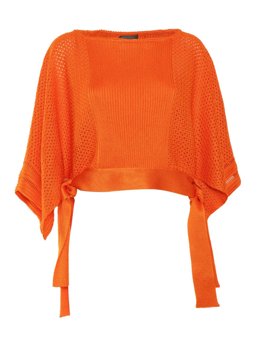 Alberta Ferretti Fluid Orange Top With Stylish Side Ties