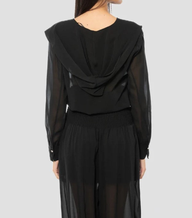 Pinko Castiglione Voile Cropped Elastic Blouse