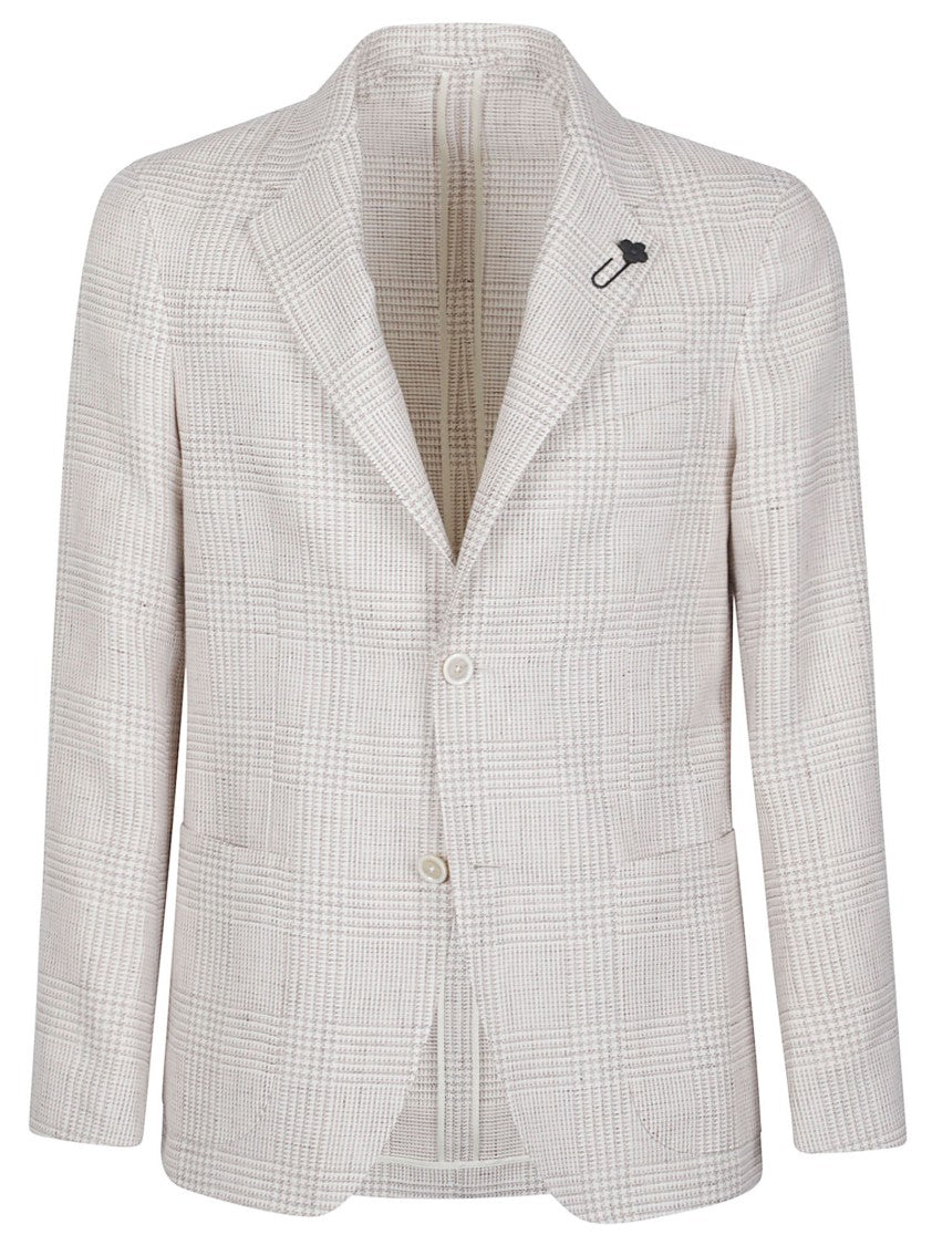 Lardini Checkered Roma Linen-Blend Blazer