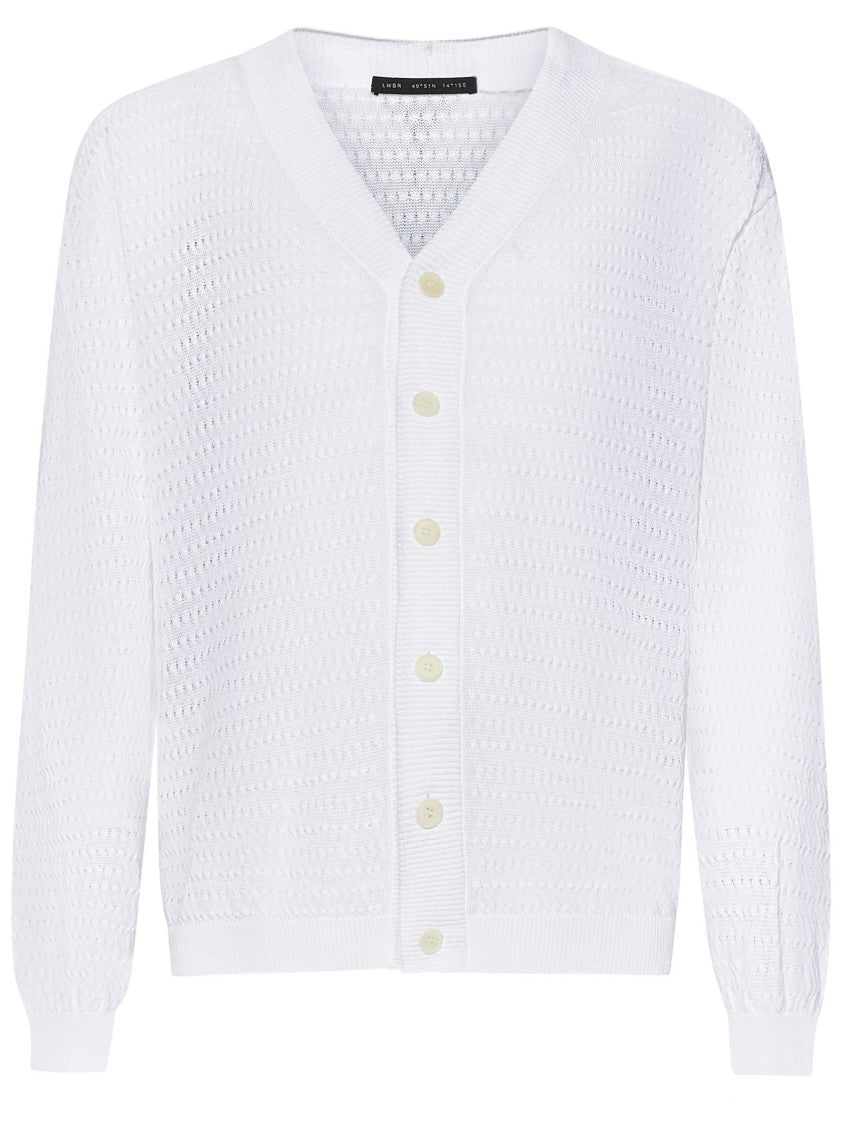 Low Brand Open-Stitch Knit V-Neck Cardigan With Button Closure