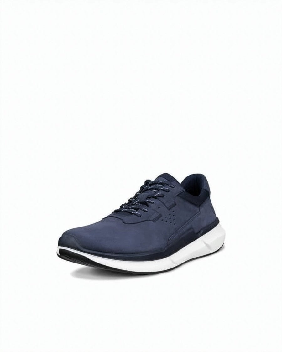 Ecco Deep Navy Leather Sneakers With Patterned Laces
