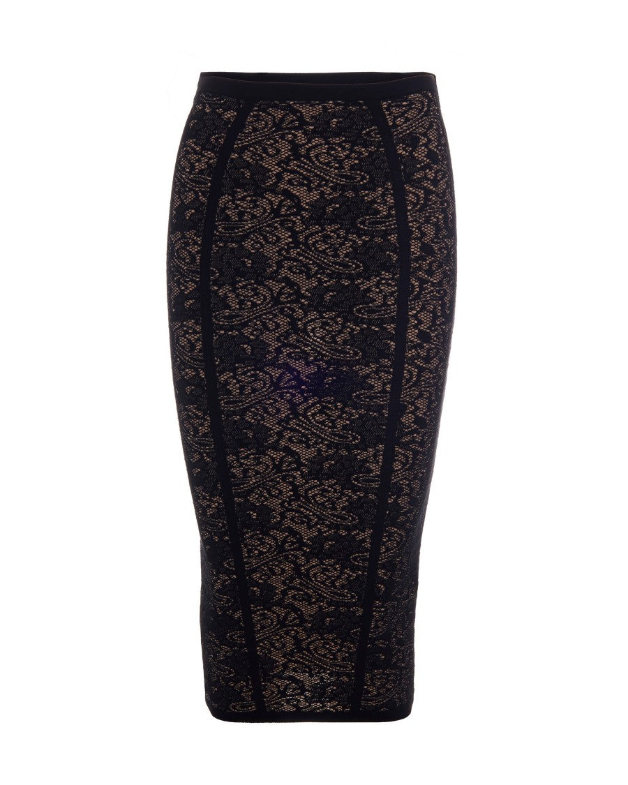 Elisabetta Franchi Slim-Fit Jacquard Skirt With Intricate Detailing