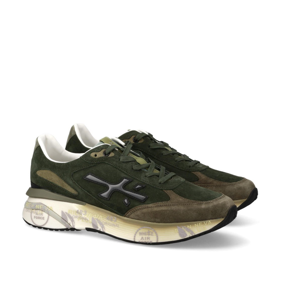 Premiata Olive Green Suede Moerun Sneakers With Cushioned Sole