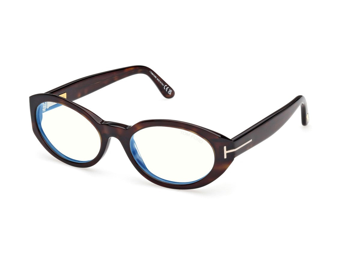 Tom Ford Ft6067-B Tortoiseshell Metallic Acetate Rounded Eyeglasses