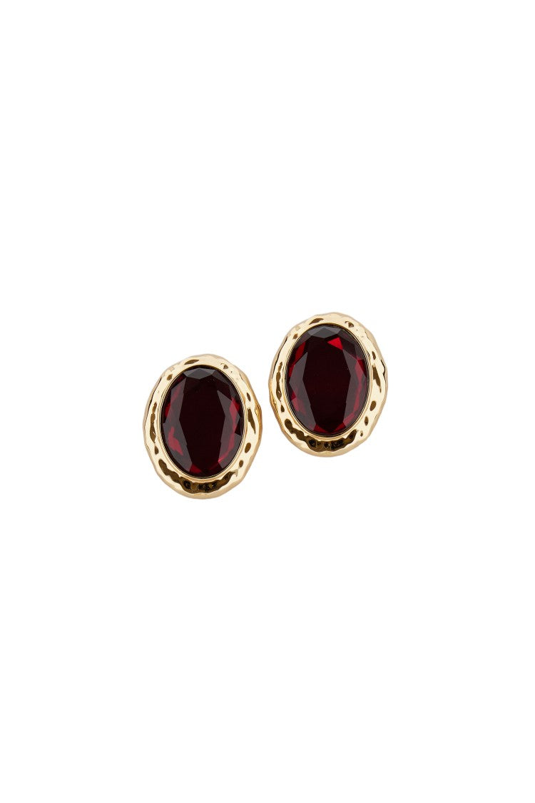 Self-Portrait Hammered Gold Red Earrings