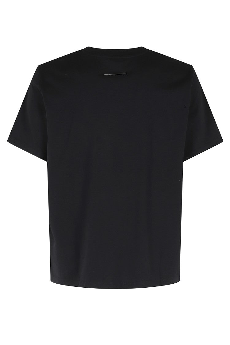 Mm6 By Maison Margiela Black Patch Logo-Patch Short-Sleeve Cotton T-Shirt