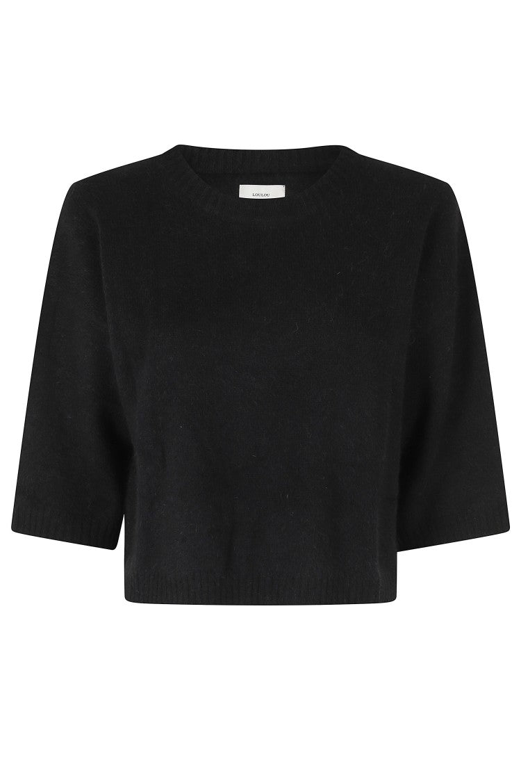 Loulou De Saison Azali Black Wool-Yak Boxy Crewneck Sweater