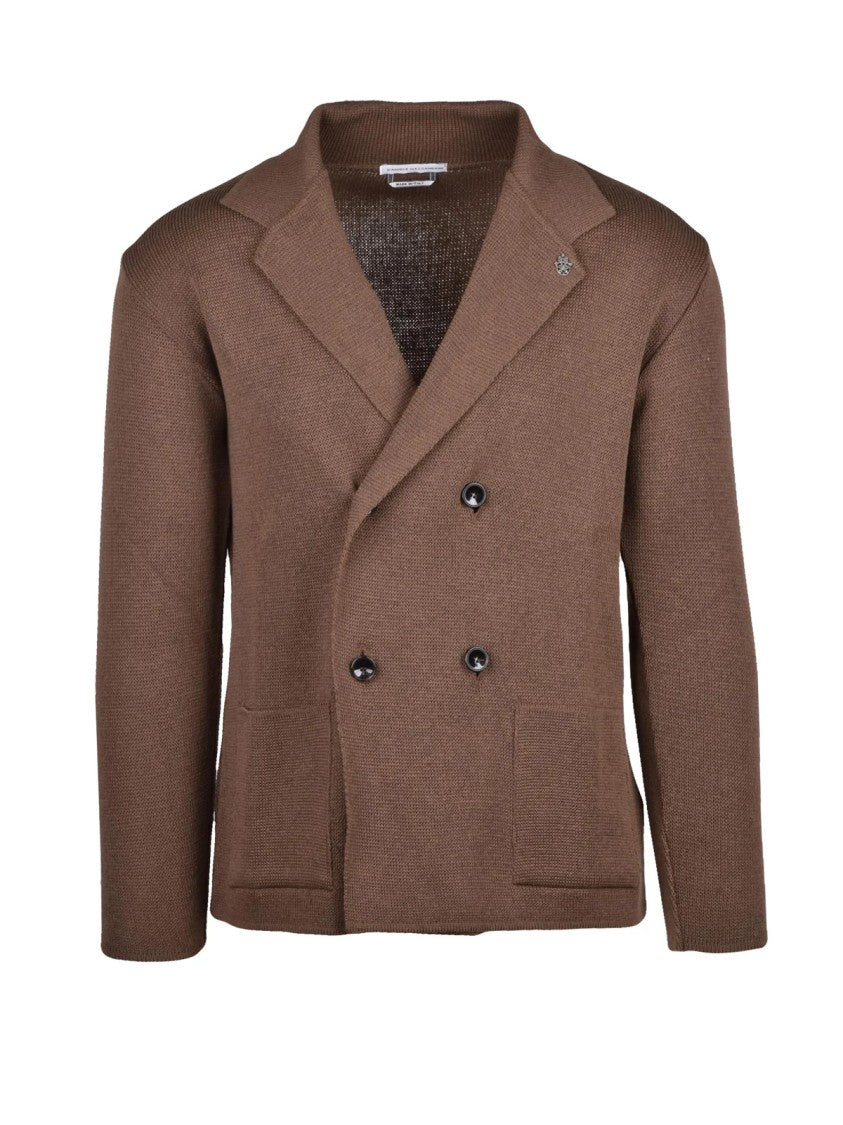 Daniele Alessandrini Textured Knit Blazer With Double-Breasted Closure
