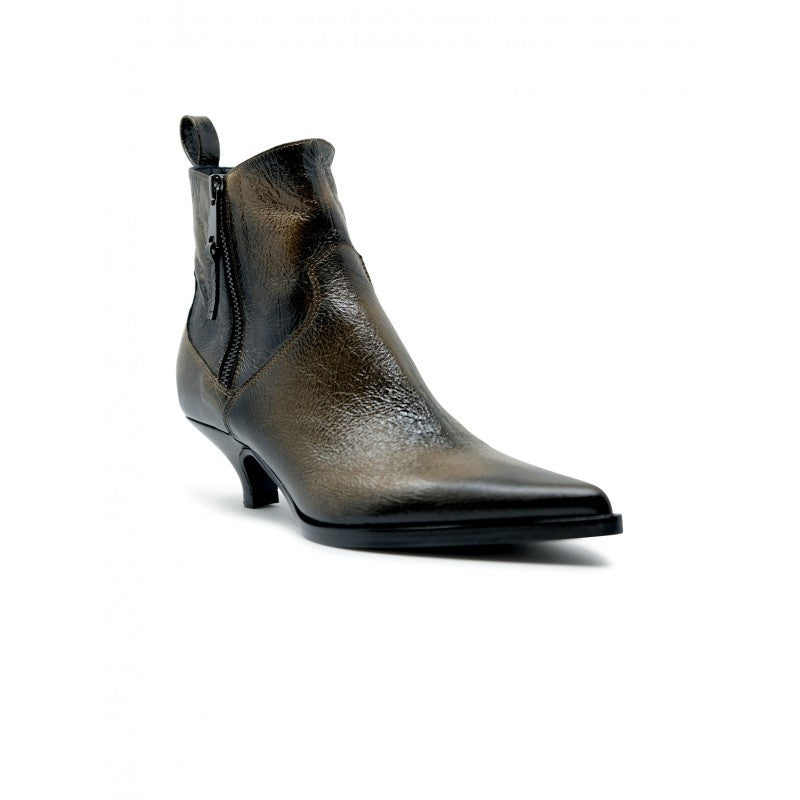 Elena Iachi E4308 Bronze Leather Ankle Boots