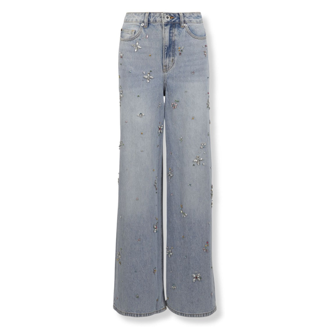 Self-Portrait Classic Blue Jeans With Denim Texture