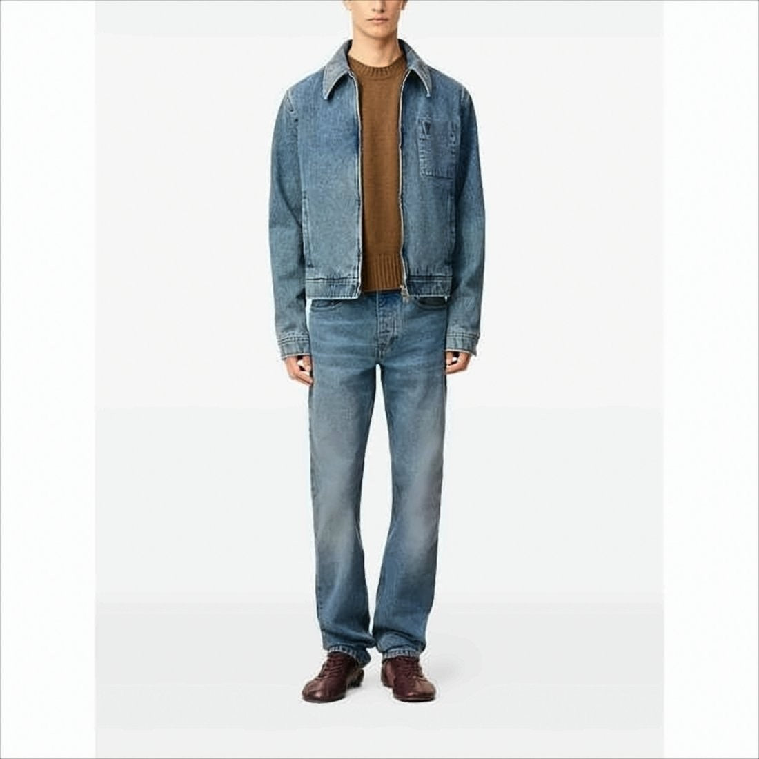 Ami Paris Light Blue Denim Jacket With Iconic Heart Detail