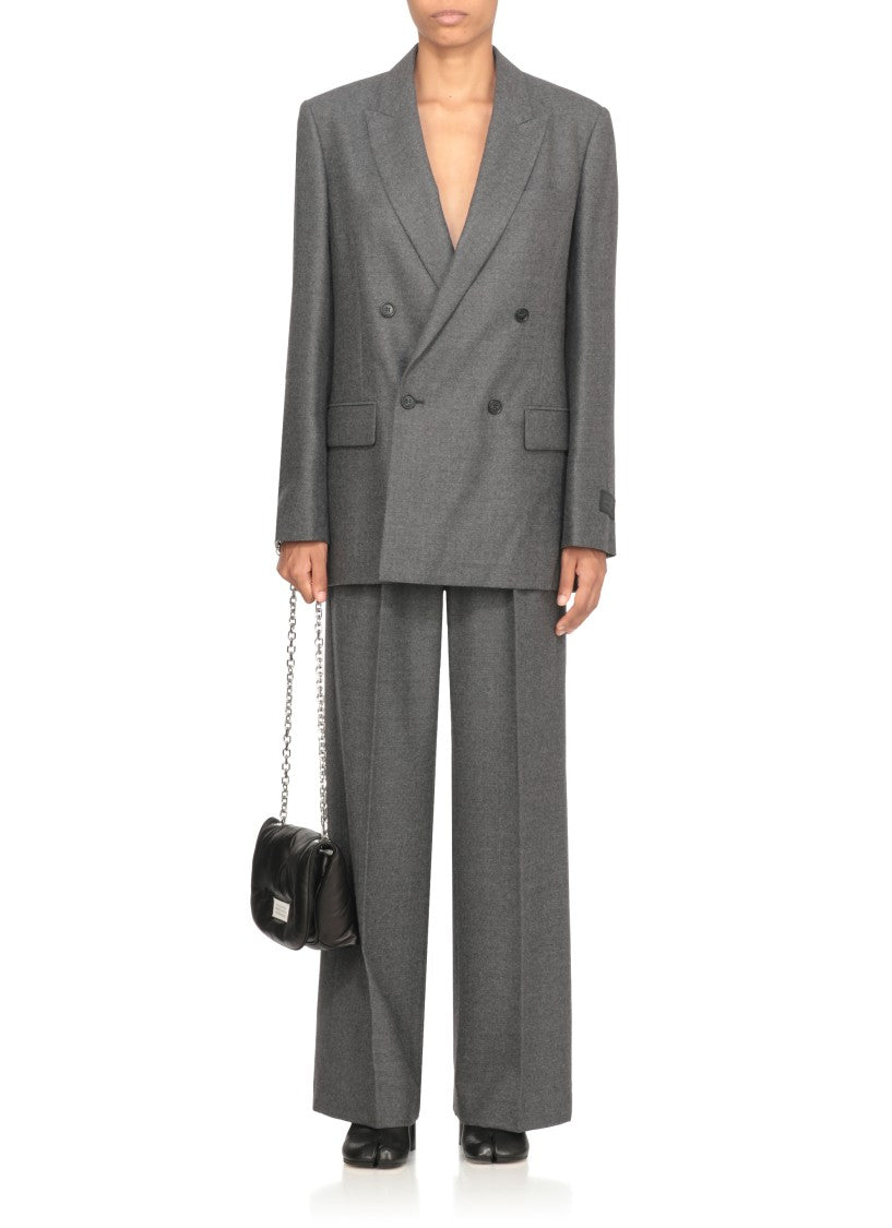 Mm6 By Maison Margiela Wool Palazzo Pants With High Waist And Tailored Fit