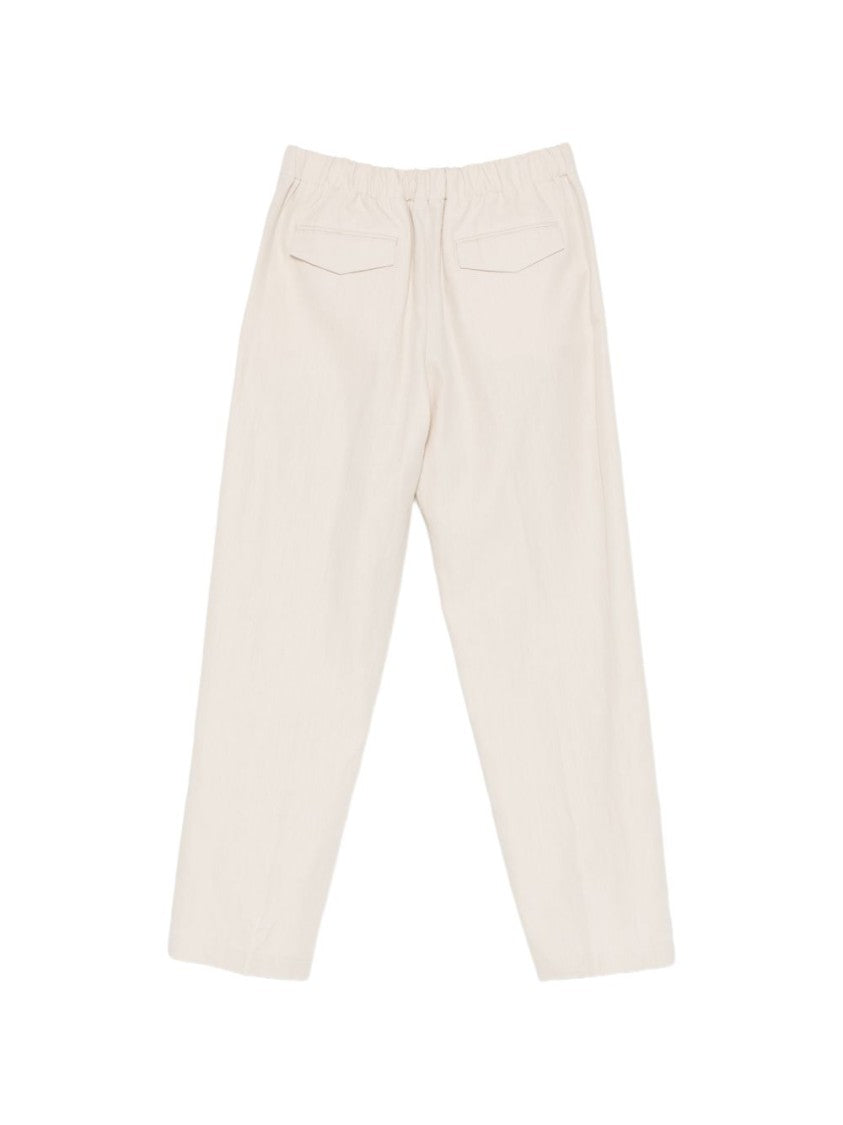 Lardini Neutral Beige Straight-Leg Pants With Elasticated Waistband And Flap Pockets
