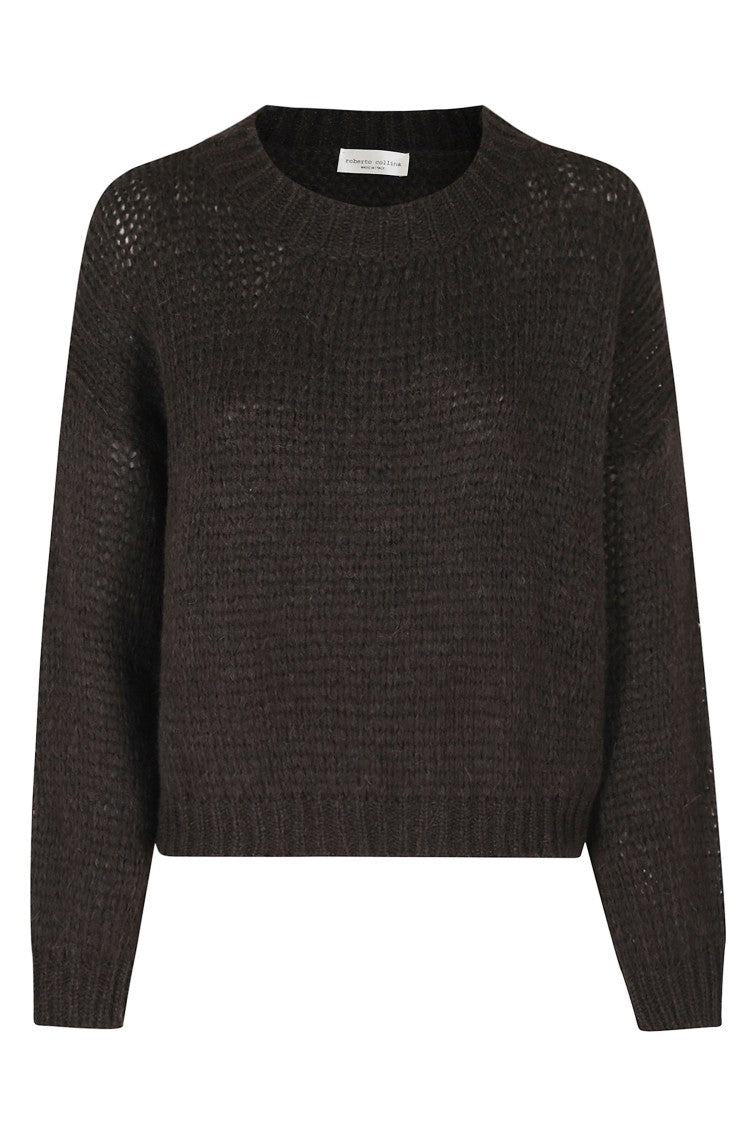 Roberto Collina Cropped Knit Sweater With Dropped Shoulders And Ribbed Edges