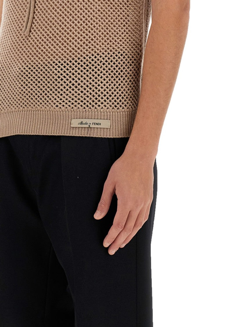 Fendi Open-Knit Wool Jersey Top