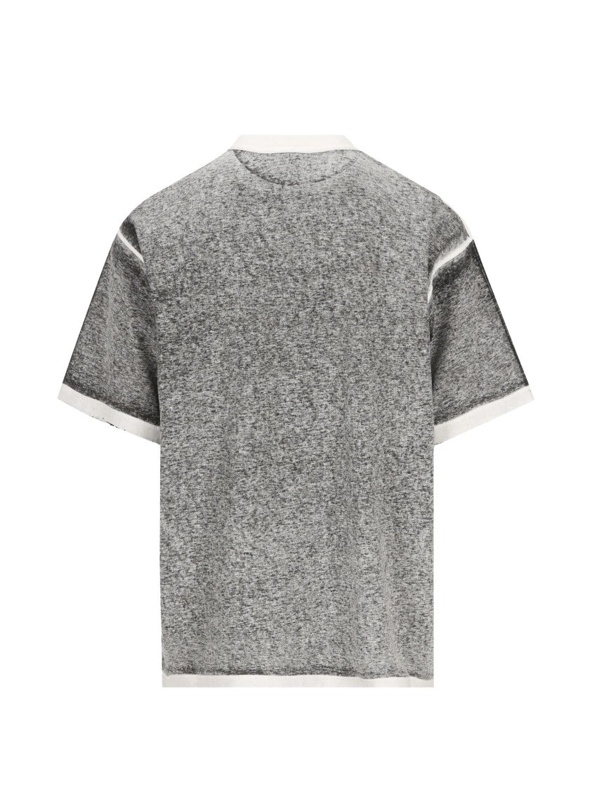 Balenciaga Heathered Grey Medium Fit T-Shirt With Contrasting Ribbed Trims