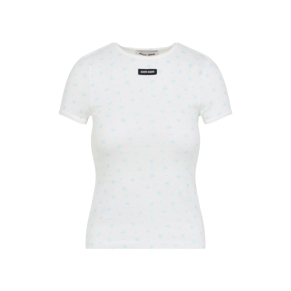 Miu Miu Fitted Floral Print Cotton T-Shirt