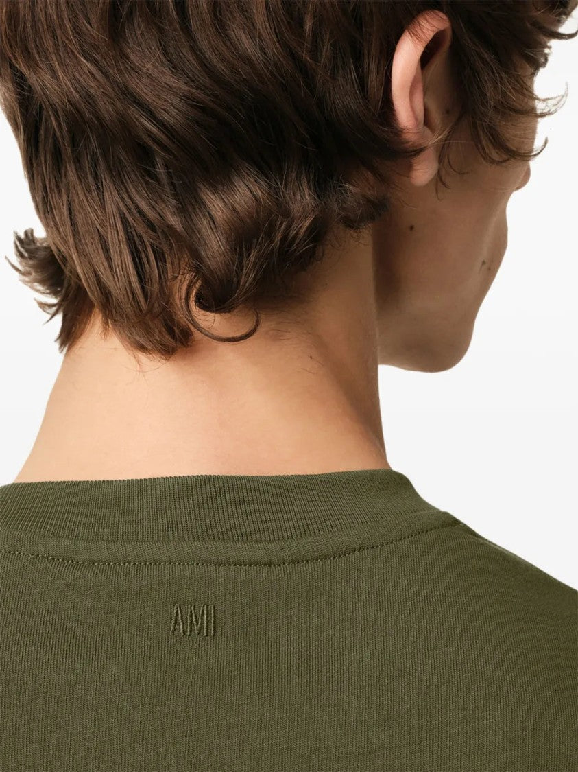 Ami Olive Green Drop Shoulder T-Shirt