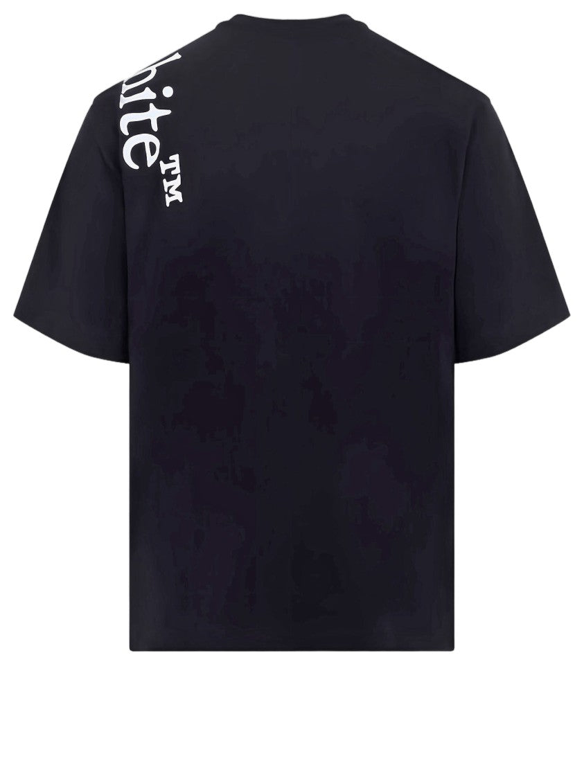 Off-White Black Crew Neck Logo Print Cotton T-Shirt