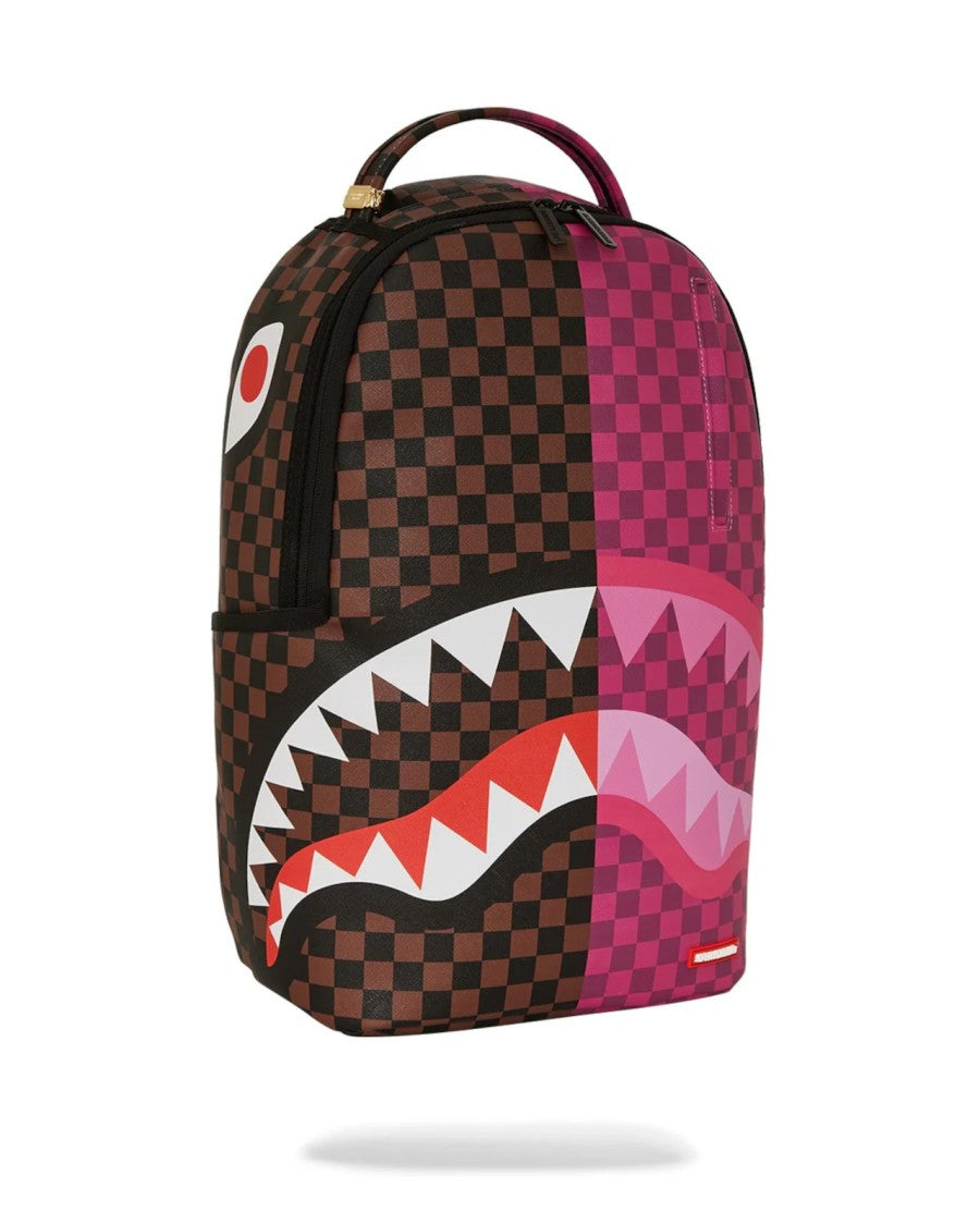 Sprayground Bold Checkerboard Backpack With Graphic Shark Design