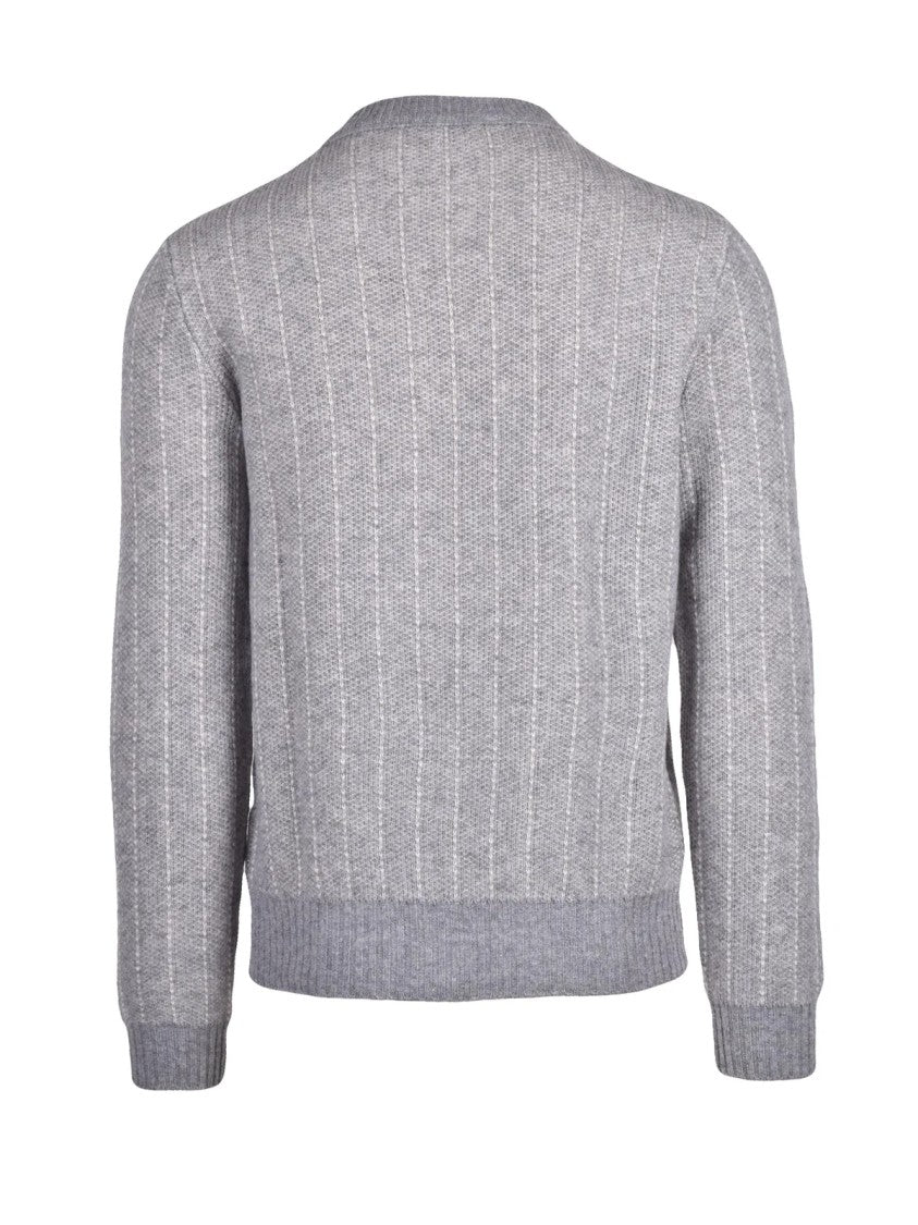 Wool & Co Vertical Ribbed Knit Crew Neck Sweater