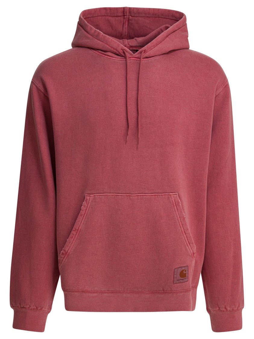 Carhartt Wip Burgundy Hooded Torion Sweatshirt With Adjustable Drawstring