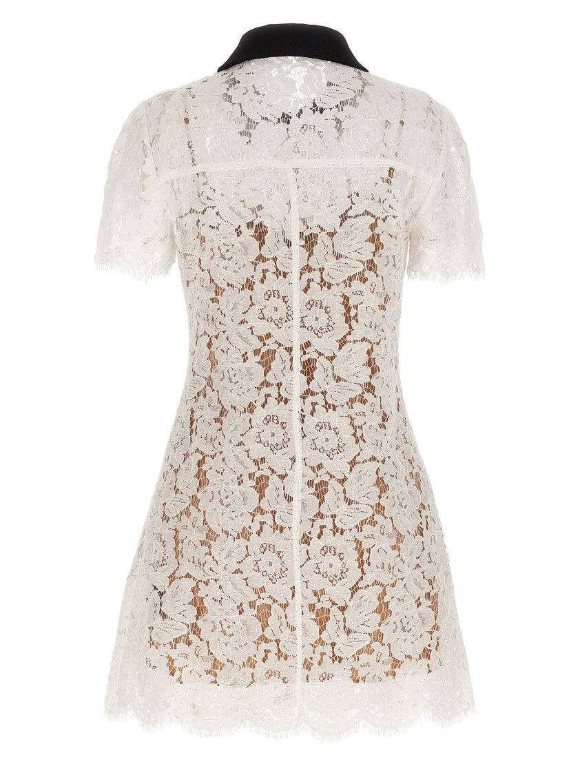 Self-Portrait White Lace Contrast Collar Mini' Dress