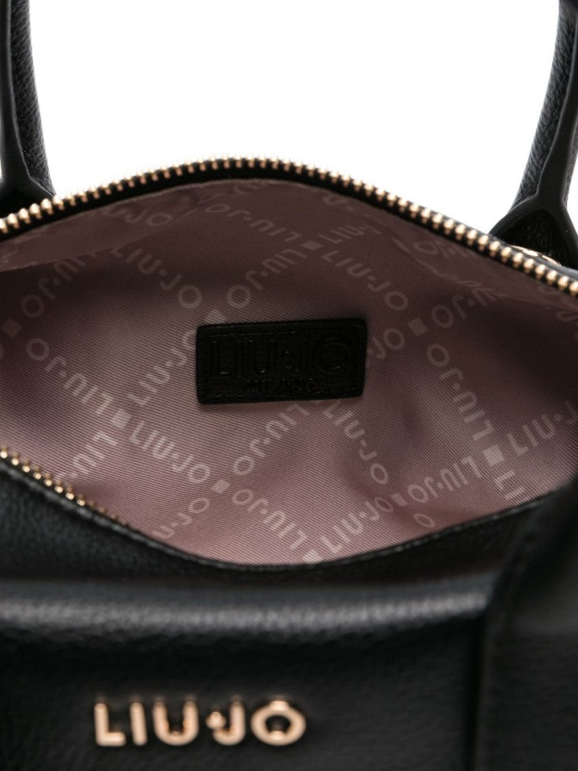 Liu Jo Textured Black Handbag With Gold-Tone Accents