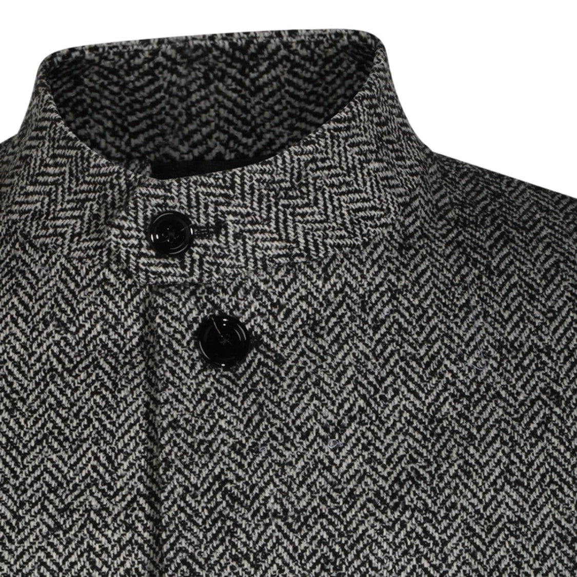 Lardini Textured Herringbone Jacket With Stand-Up Collar