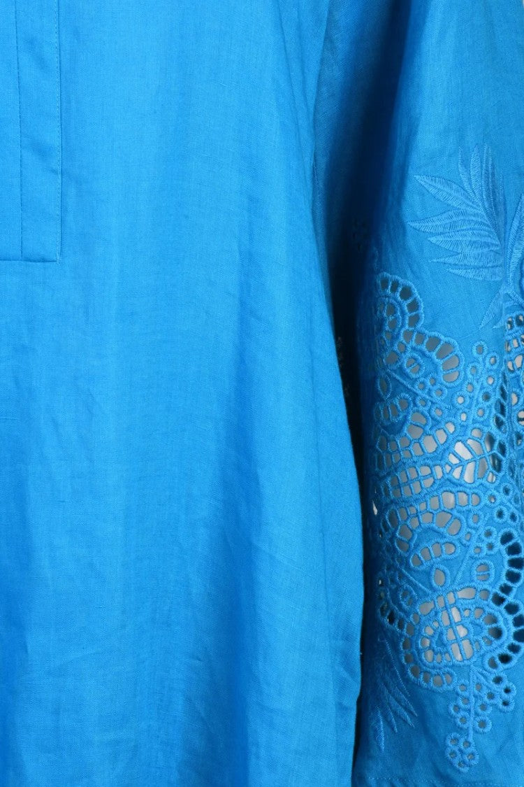 Max Mara Sangallo Embroidery Kaftan Dress - Turquoise