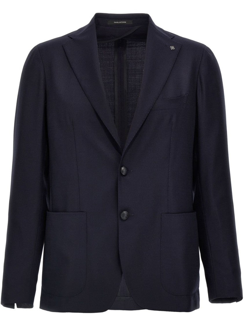 Tagliatore Tailored Blue Jacket With Notch Lapel