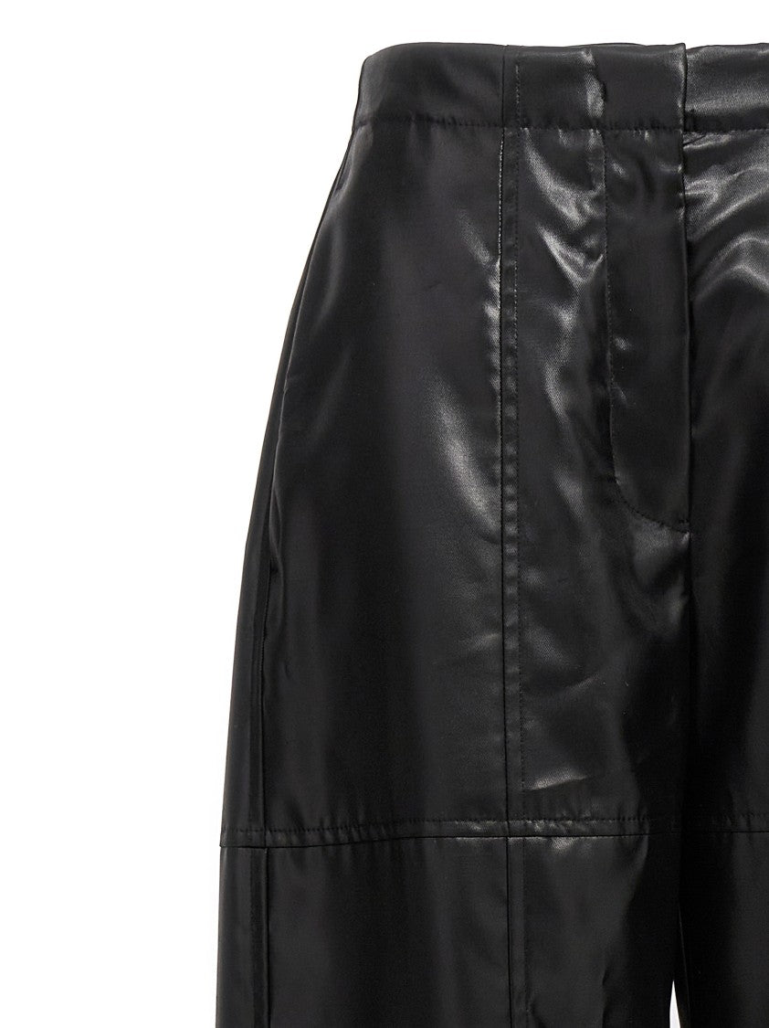 Jil Sander High-Waisted Black Cupro Pants With Coated Finish