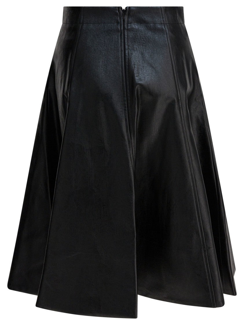 Thelaurent Black Polyurethane Skirt With High Waist