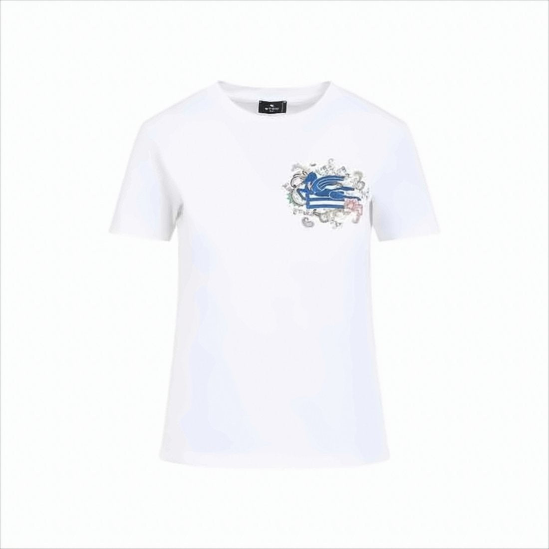 Etro White Cotton T-Shirt With Colorful Embroidery