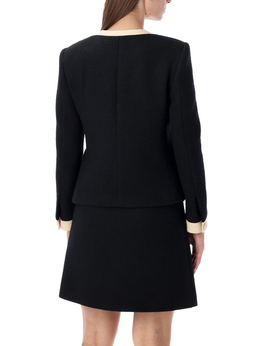 Valentino Garavani Short Wool Tweed Jacket With Bows